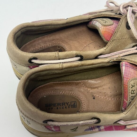 Sperry boat shoes women 9 leather pink plaid - Picture 7 of 9